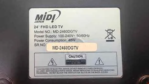 Etiqueta serial do televisor utilizado para gravação